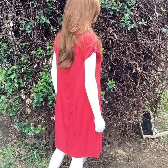 Zenergy By Chicos Red Snap High Or Low Collar Knee Length Dress - Picture 4 of 8